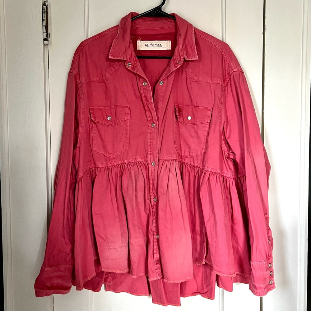 Free People Medium Pink Dylan Babydoll Top